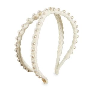 Lele Sadoughi Pearl Double Row Headband New With Duster